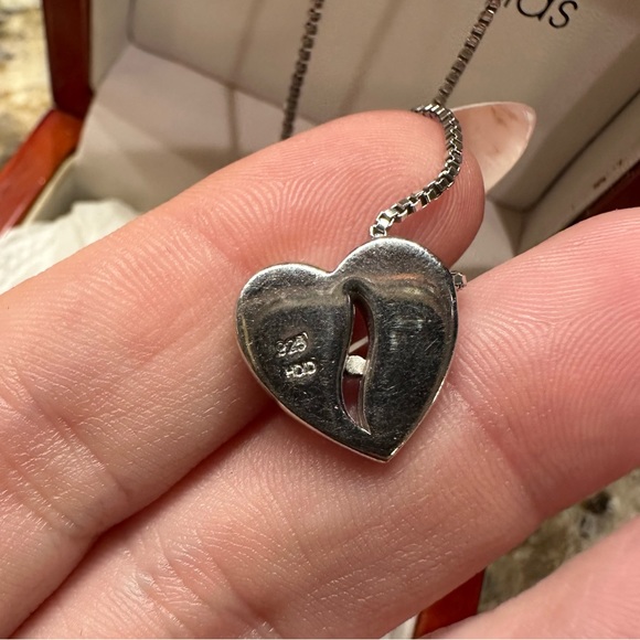 Diamond Necklace and Earring Set | Valentine’s Day Gifts | Sterling Silver Heart - Picture 10 of 12